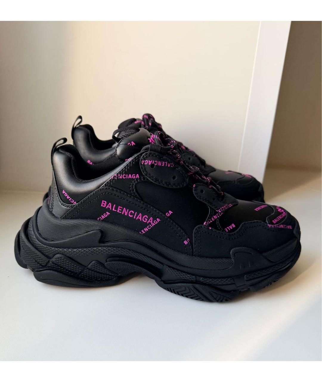 BALENCIAGA Черные кожаные кроссовки, фото 9