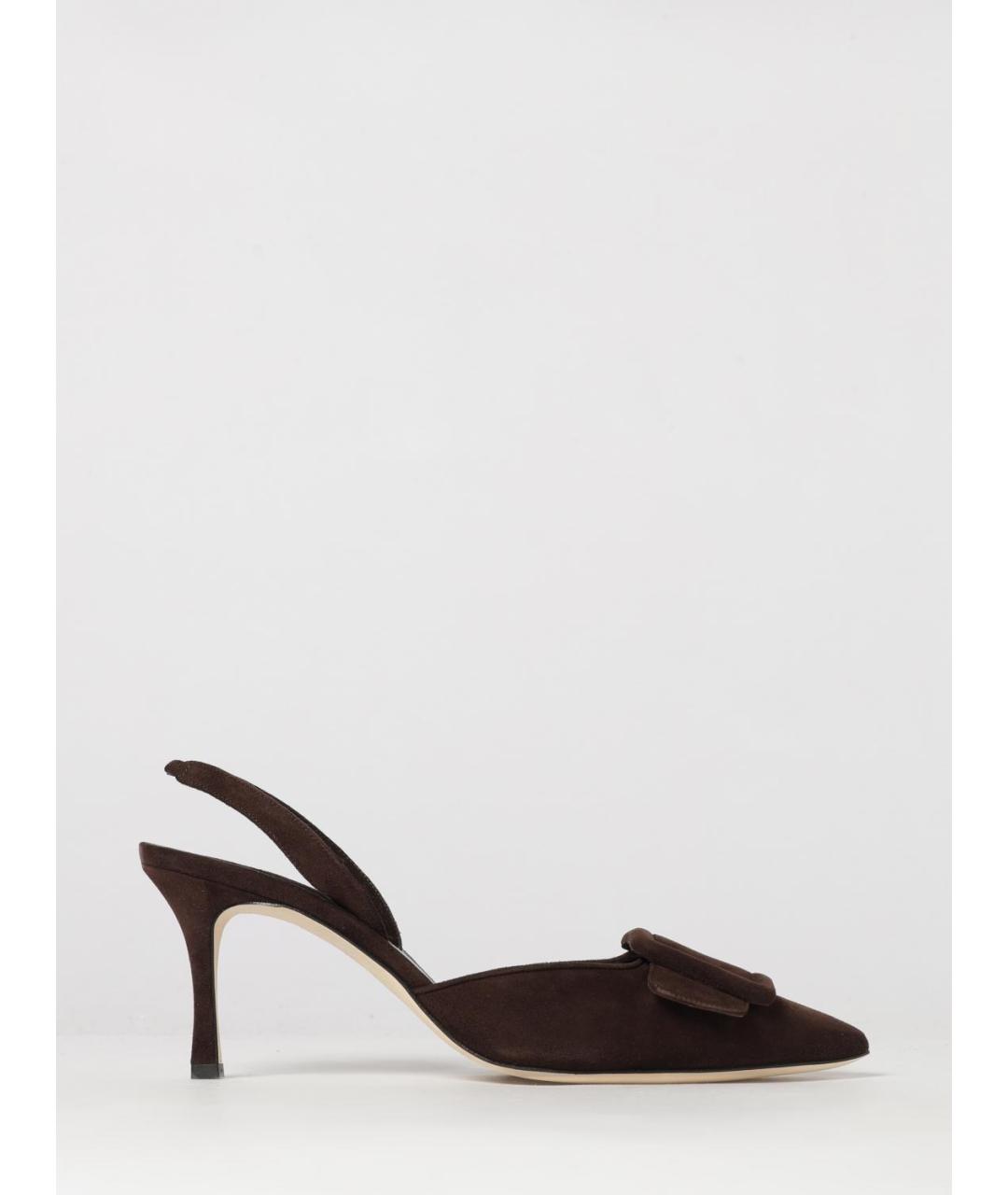 MANOLO BLAHNIK Коричневые замшевые туфли, фото 4