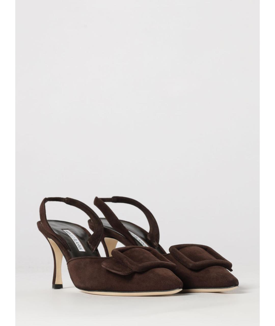 MANOLO BLAHNIK Коричневые замшевые туфли, фото 2