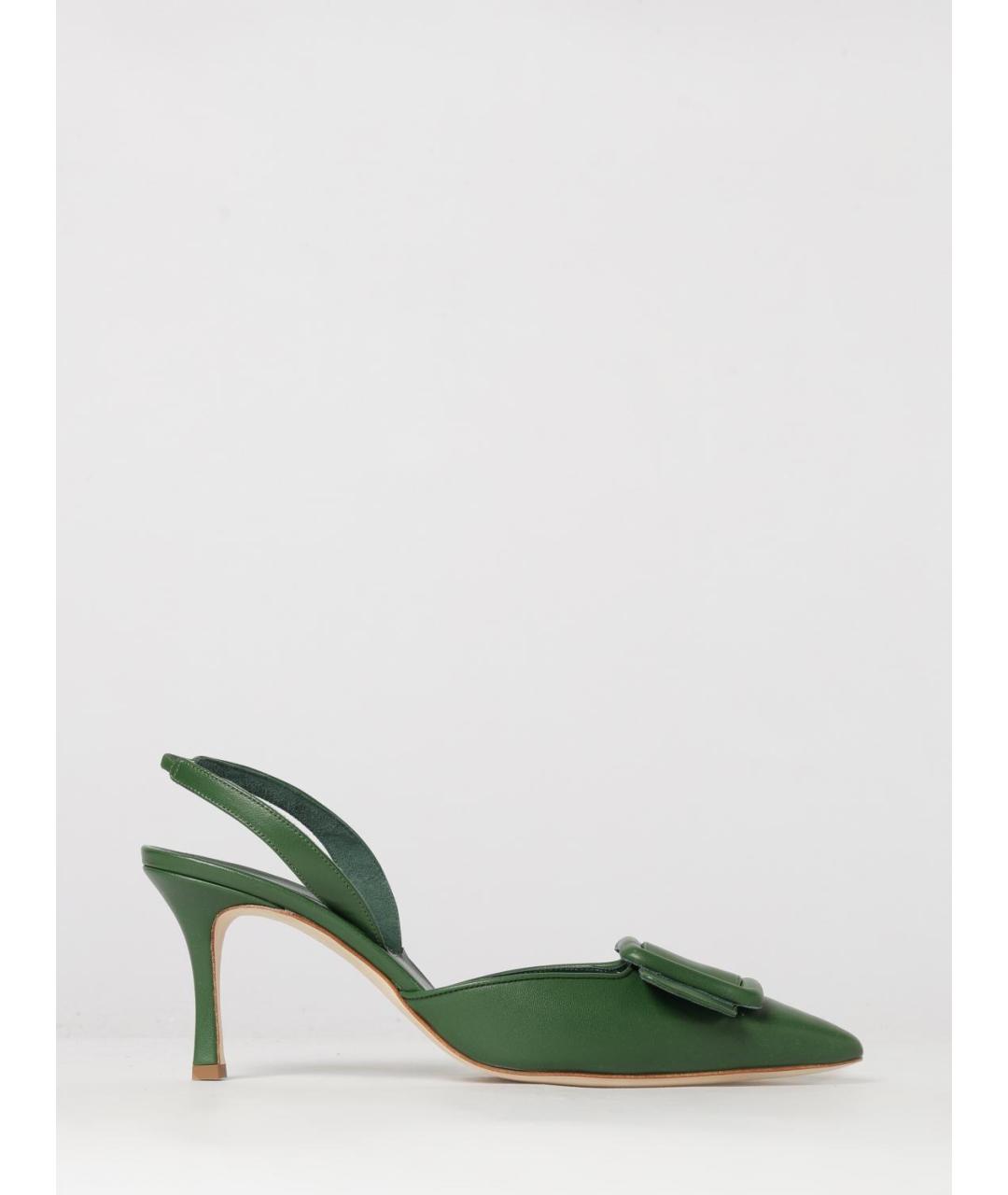 MANOLO BLAHNIK Зеленые текстильные туфли, фото 4