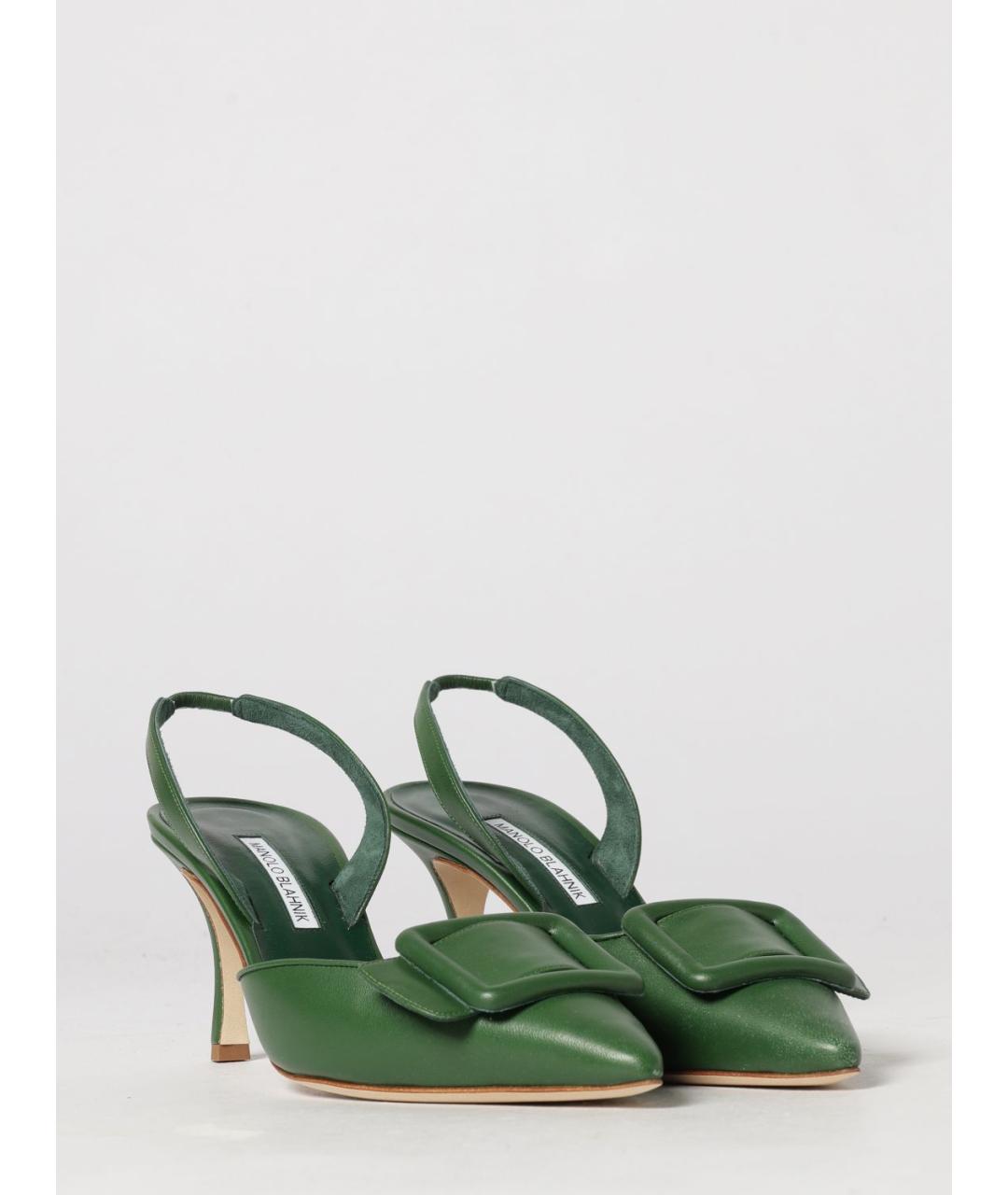 MANOLO BLAHNIK Зеленые текстильные туфли, фото 2