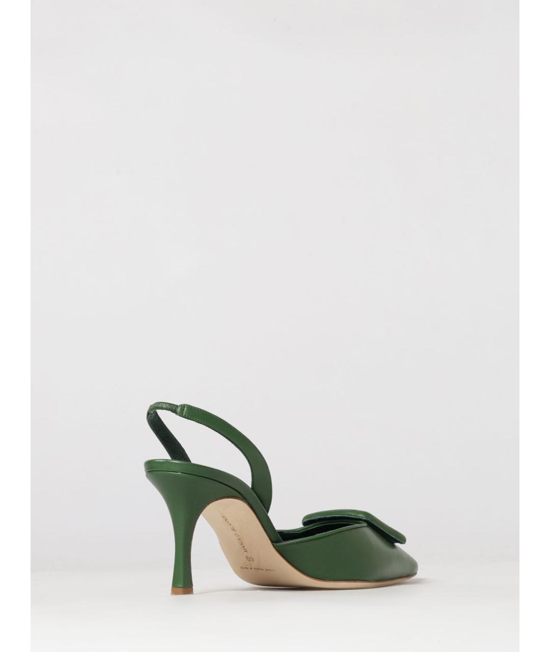 MANOLO BLAHNIK Зеленые текстильные туфли, фото 3