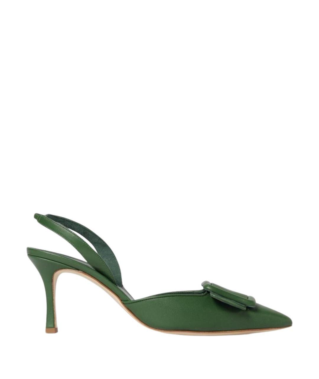 MANOLO BLAHNIK Зеленые текстильные туфли, фото 1