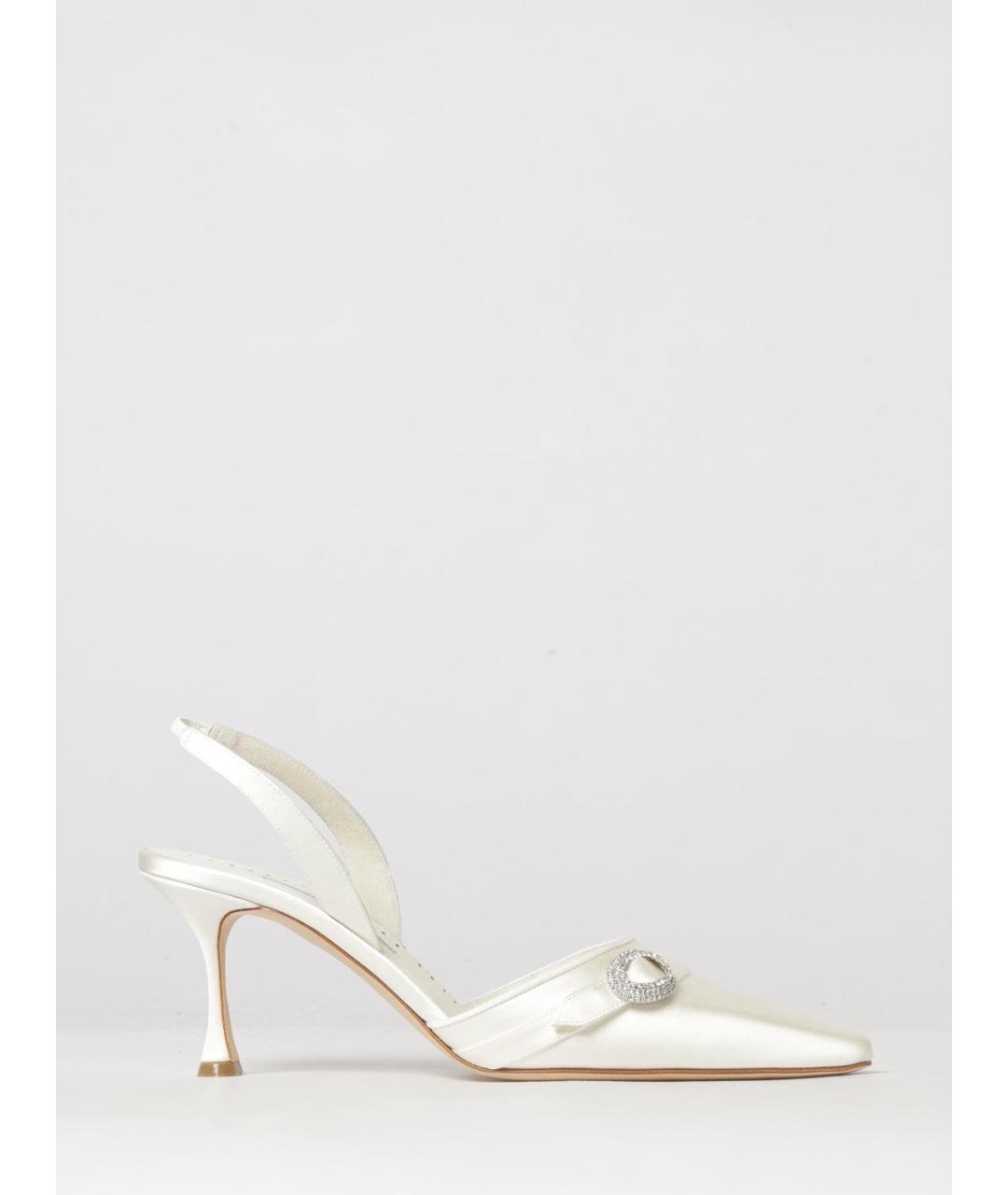 MANOLO BLAHNIK Бежевые текстильные туфли, фото 4
