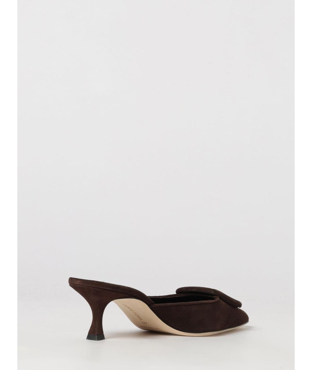 MANOLO BLAHNIK Коричневые замшевые мюли, фото 3