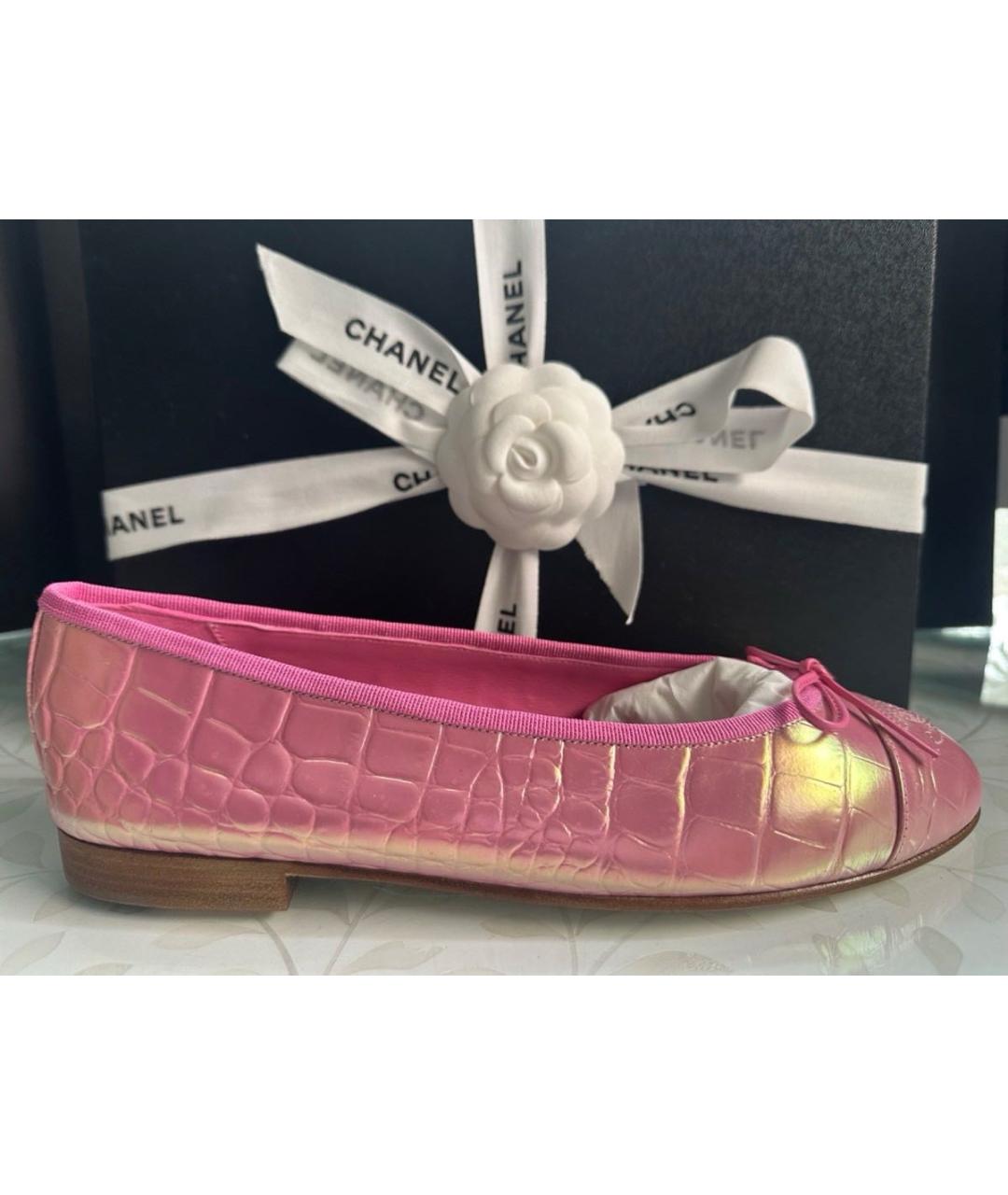 CHANEL Розовые кожаные балетки, фото 6