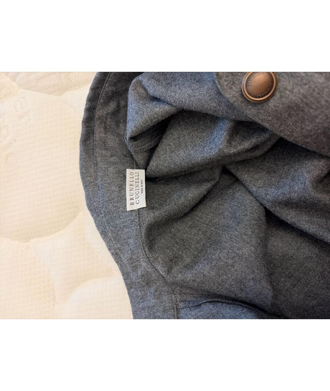 BRUNELLO CUCINELLI Антрацитовое шерстяное повседневное платье, фото 3