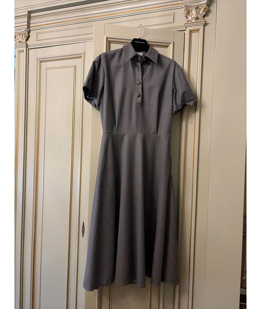 BRUNELLO CUCINELLI Антрацитовое шерстяное повседневное платье, фото 5
