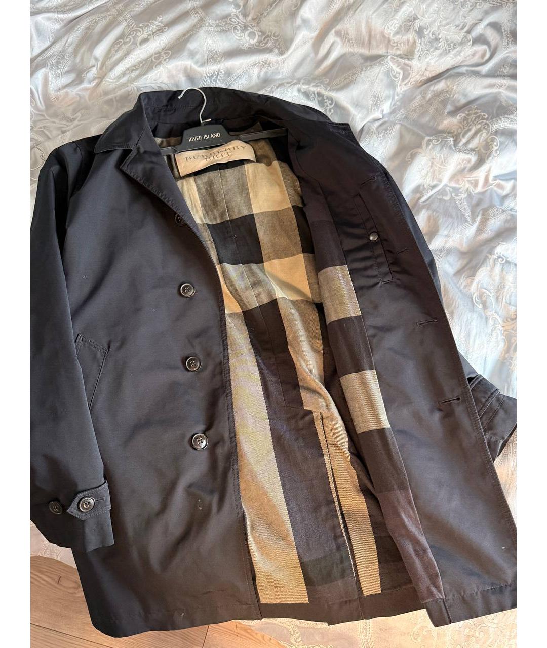 BURBERRY Темно-синее полиэстеровое пальто, фото 2