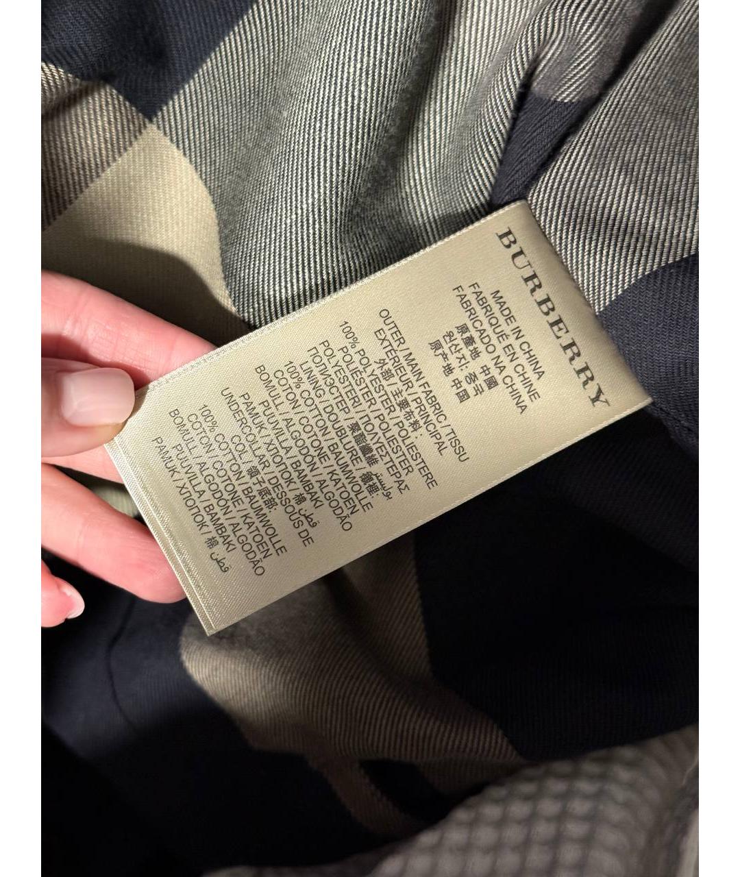BURBERRY Темно-синее полиэстеровое пальто, фото 6