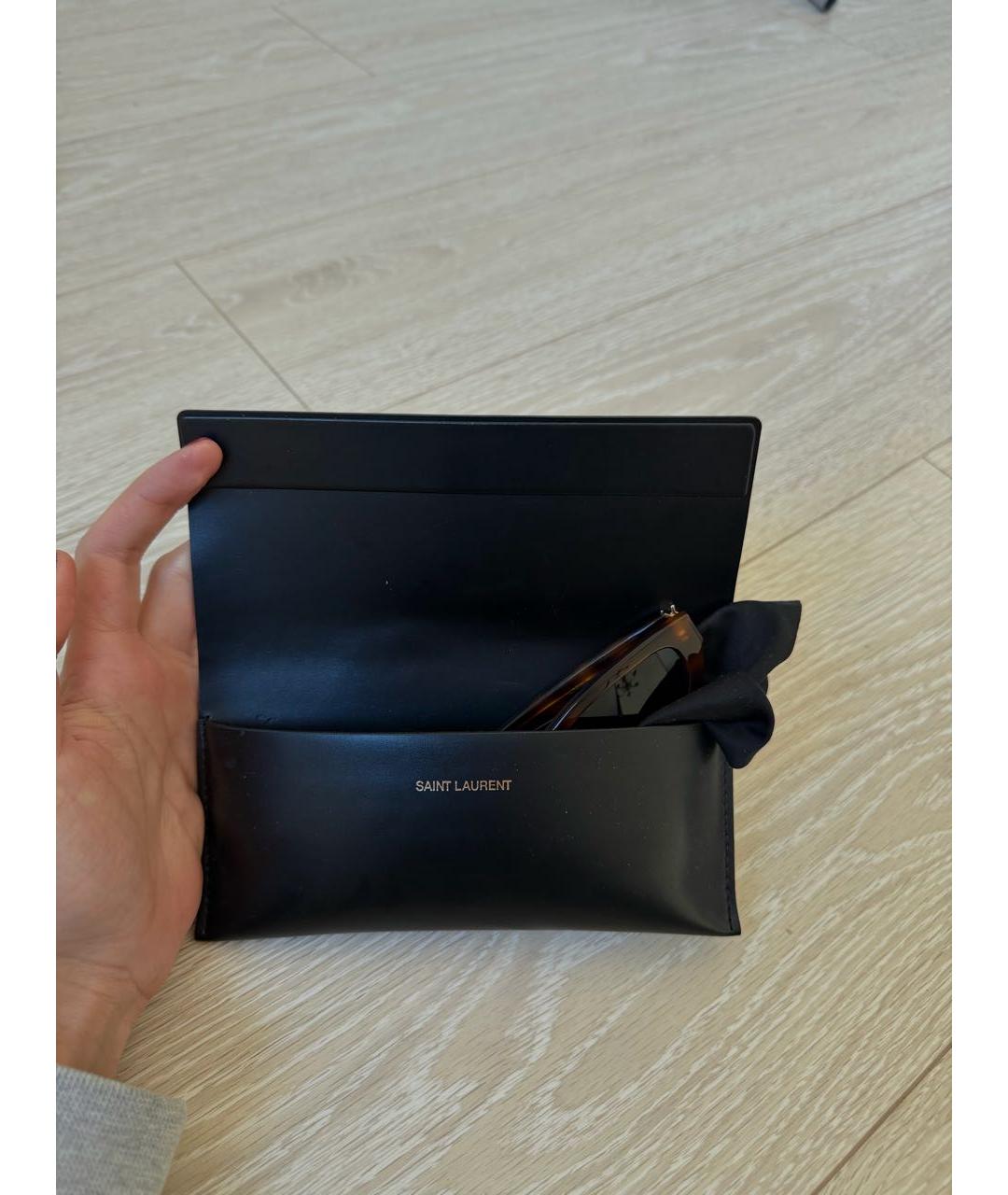 SAINT LAURENT Коричневые пластиковые солнцезащитные очки, фото 4