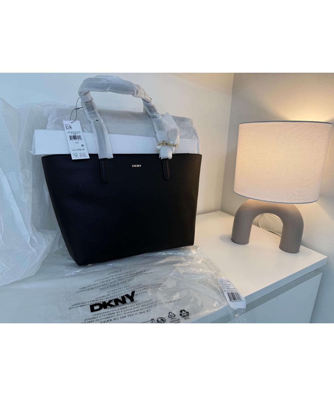 DKNY Черная сумка тоут из искусственной кожи, фото 3