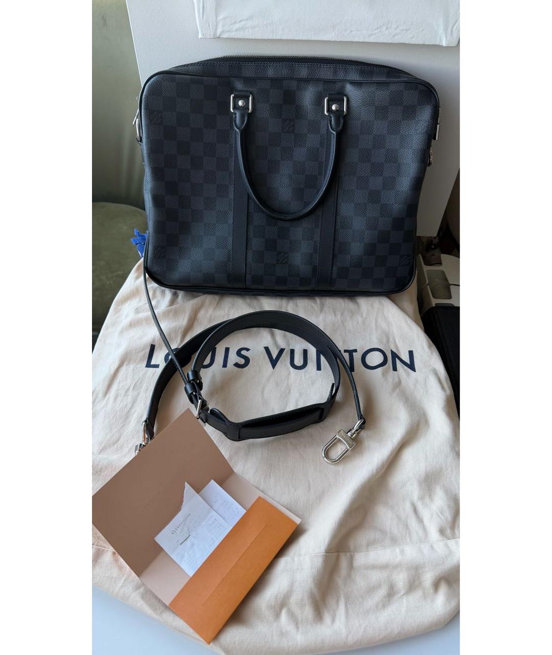 LOUIS VUITTON Серый портфель из канвы, фото 2