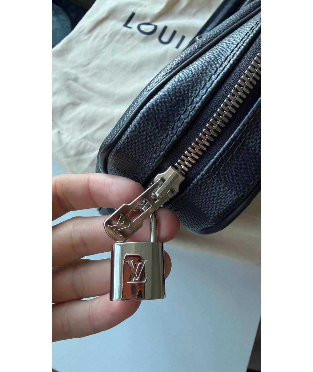 LOUIS VUITTON Серый портфель из канвы, фото 3