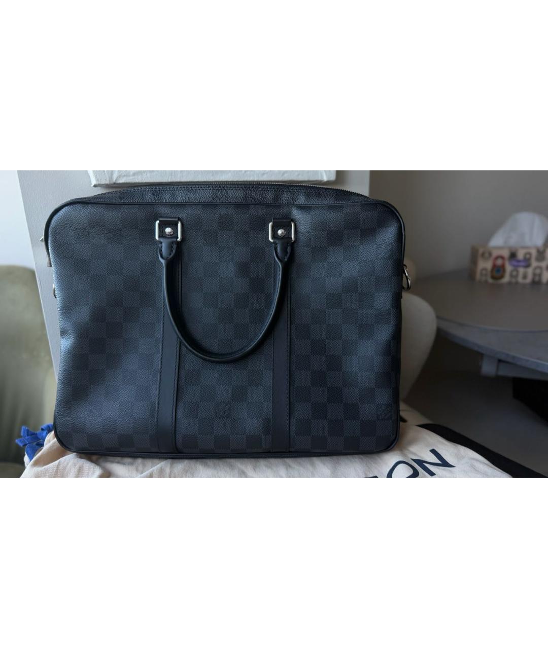 LOUIS VUITTON Серый портфель из канвы, фото 8