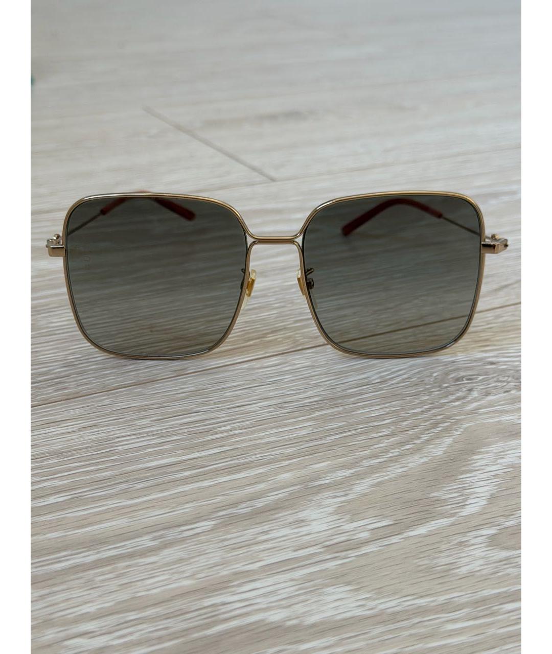 GUCCI Золотые металлические солнцезащитные очки, фото 5
