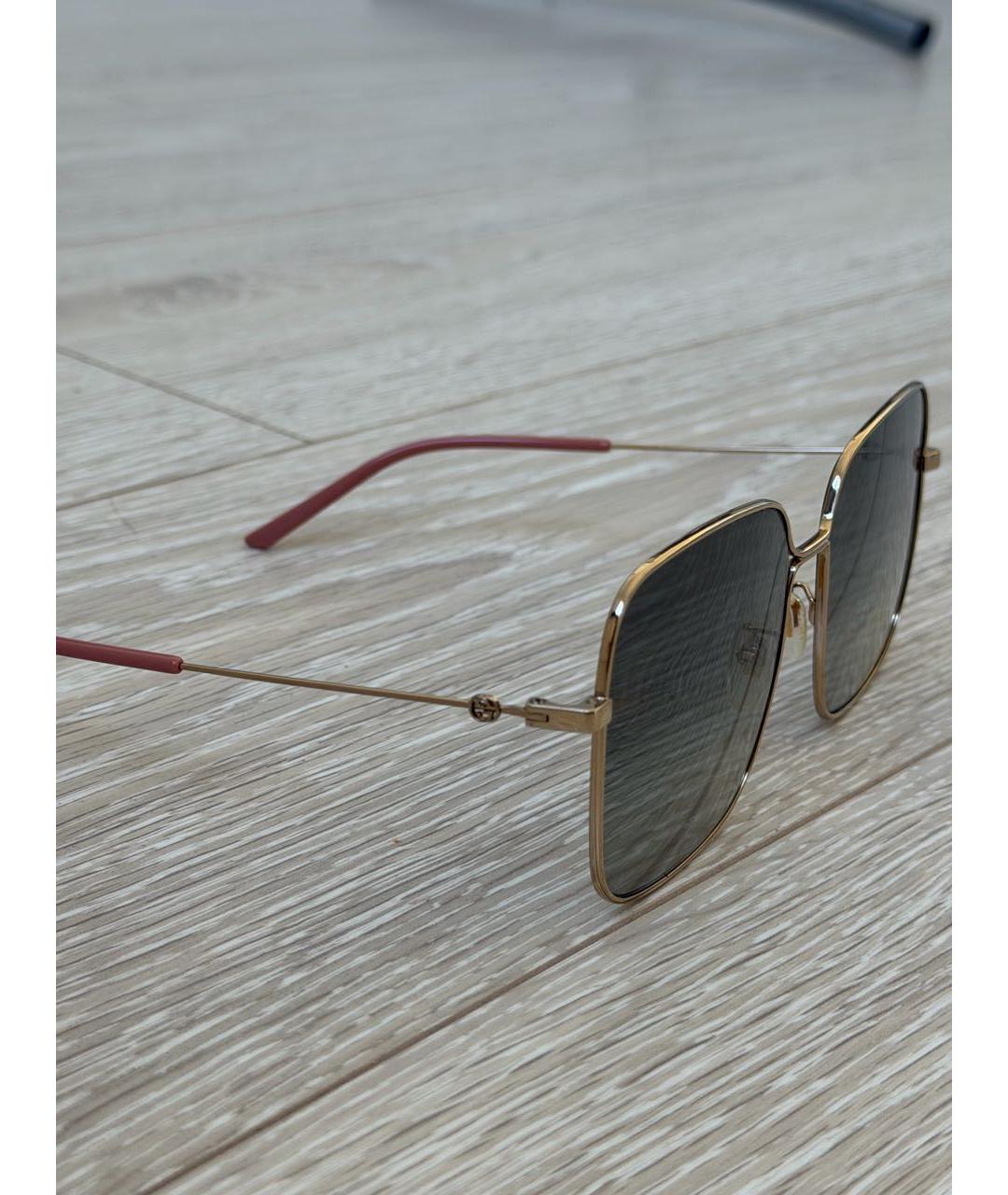 GUCCI Золотые металлические солнцезащитные очки, фото 2