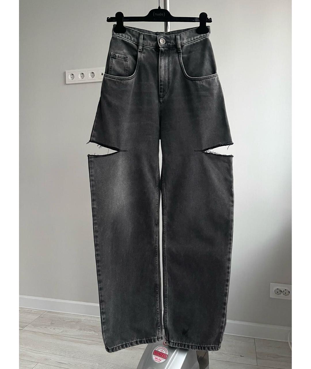 MAISON MARGIELA Антрацитовые хлопковые прямые джинсы, фото 9