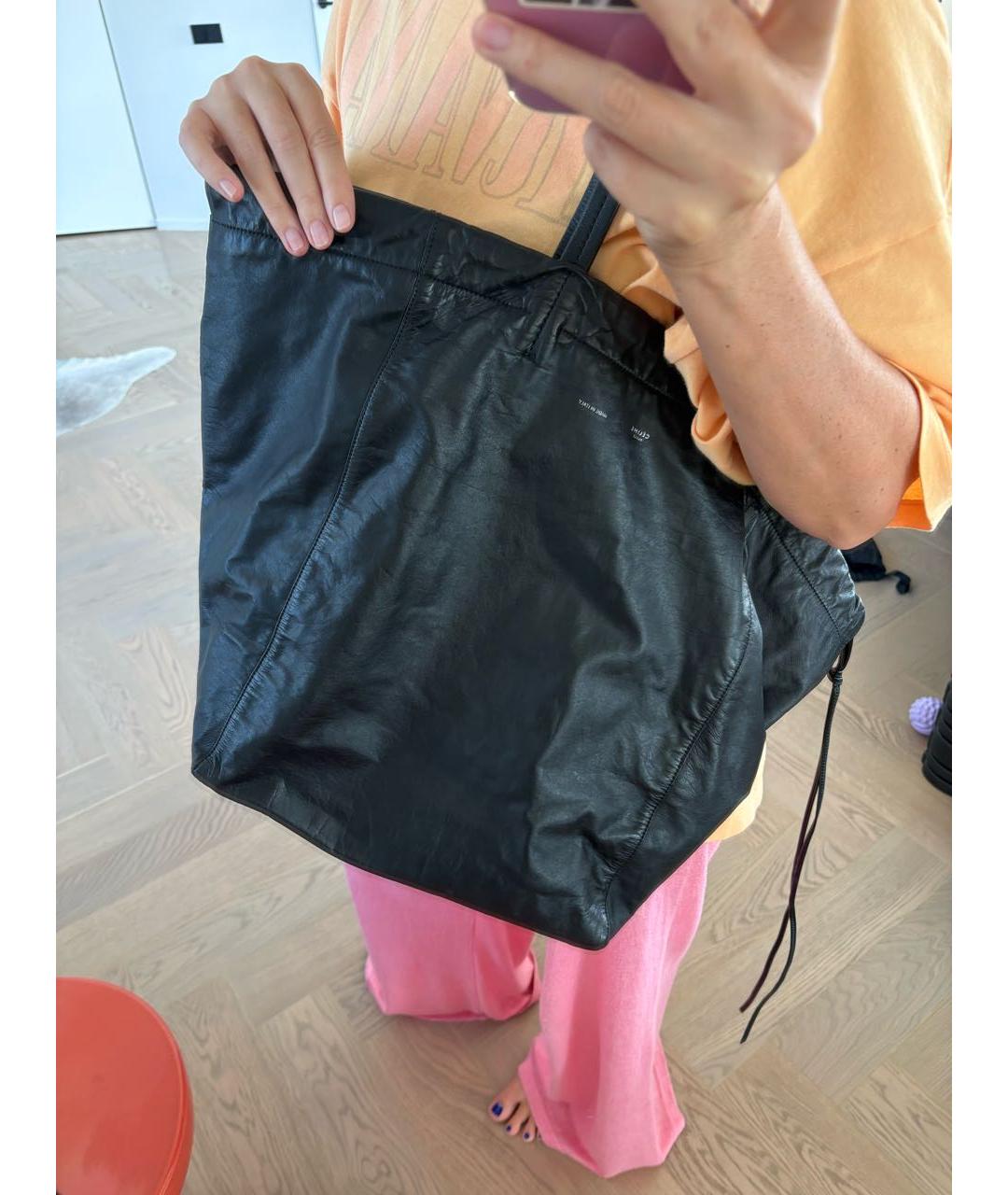 CELINE Черная кожаная сумка тоут, фото 3