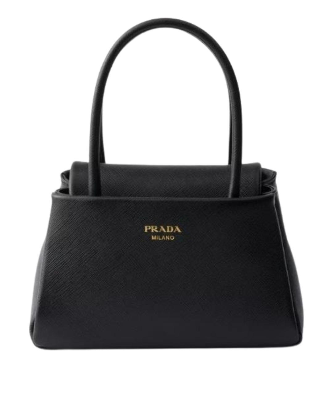 PRADA Черная кожаная сумка с короткими ручками, фото 1