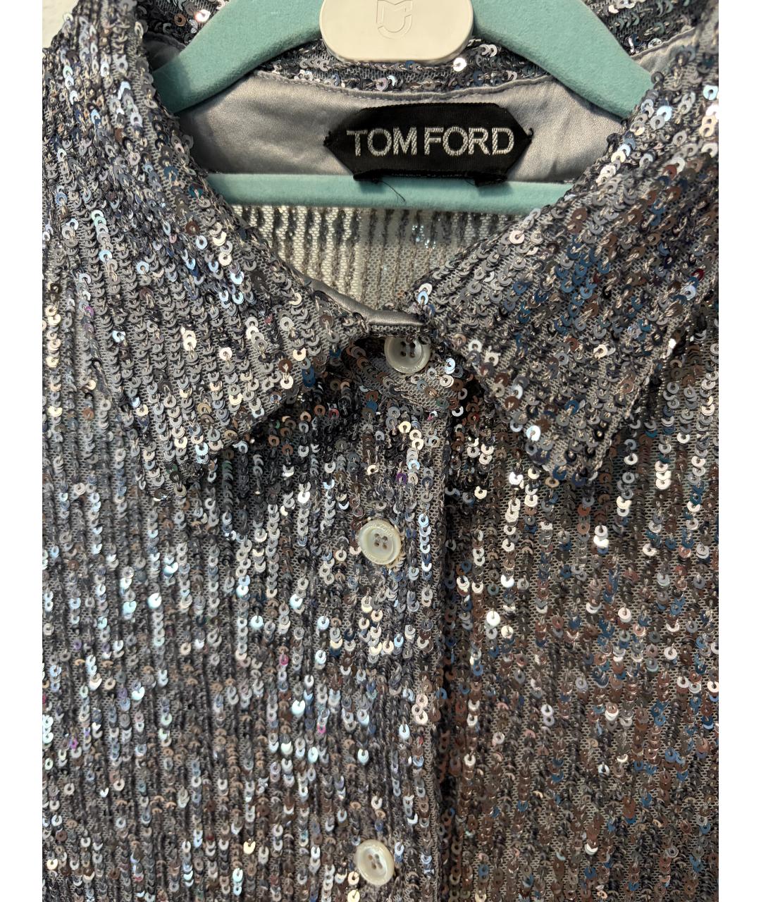 TOM FORD Серебряная полиэстеровая рубашка, фото 3