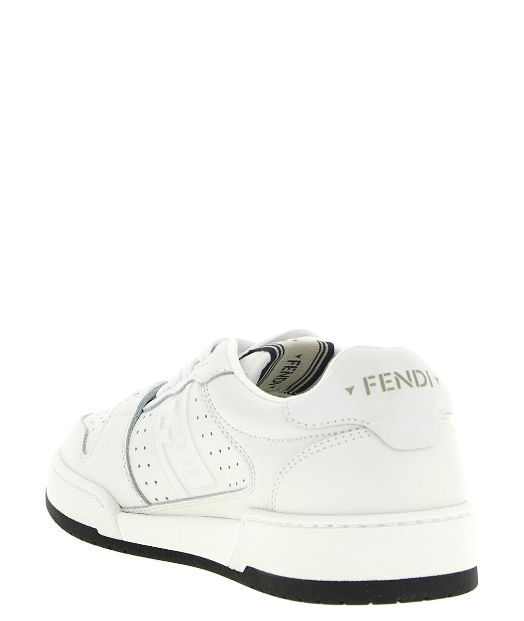 FENDI Белые кожаные низкие кроссовки / кеды, фото 3