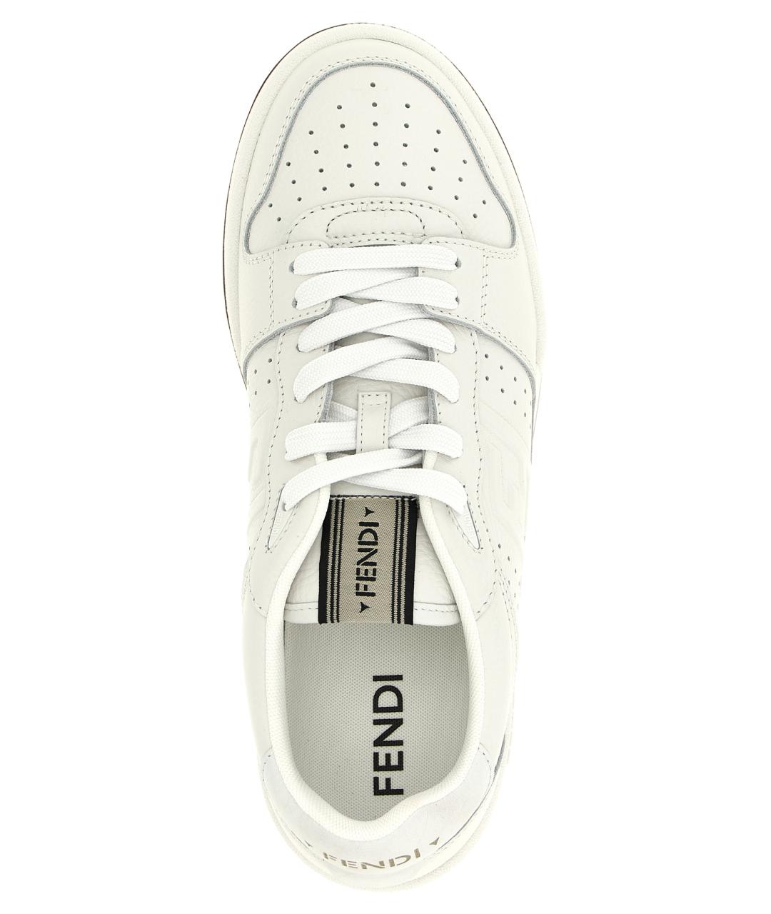 FENDI Белые кожаные низкие кроссовки / кеды, фото 4