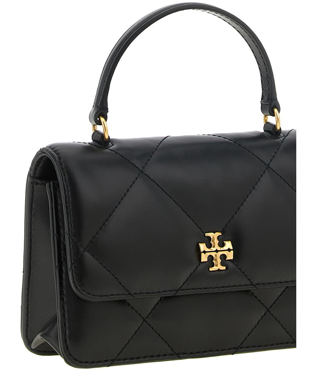 TORY BURCH Черная кожаная сумка с короткими ручками, фото 3