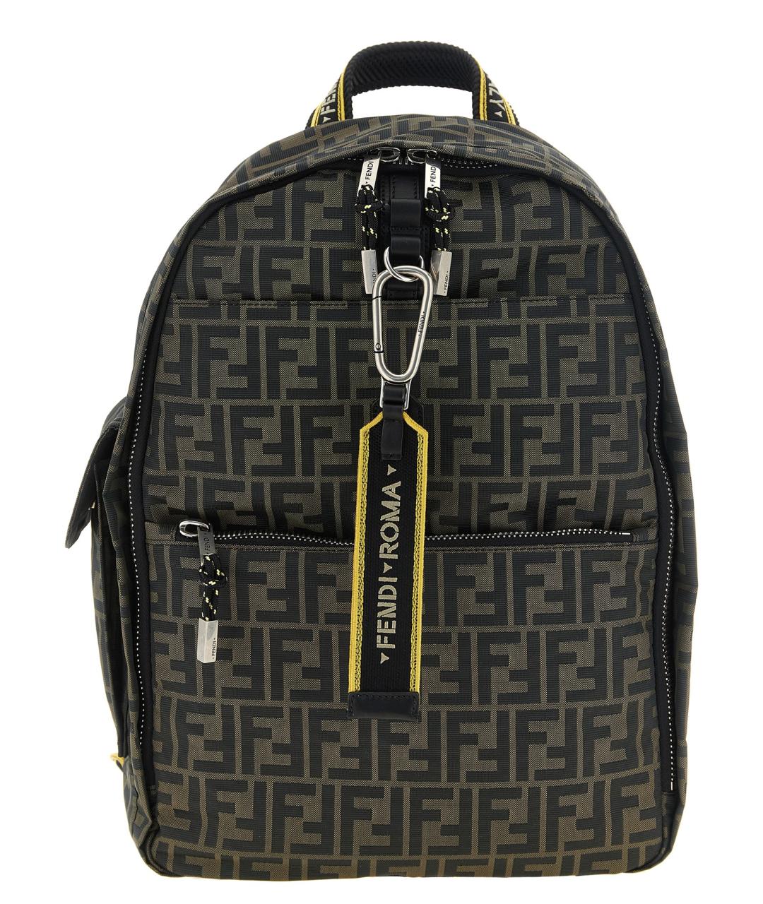 FENDI Коричневый синтетический рюкзак, фото 1