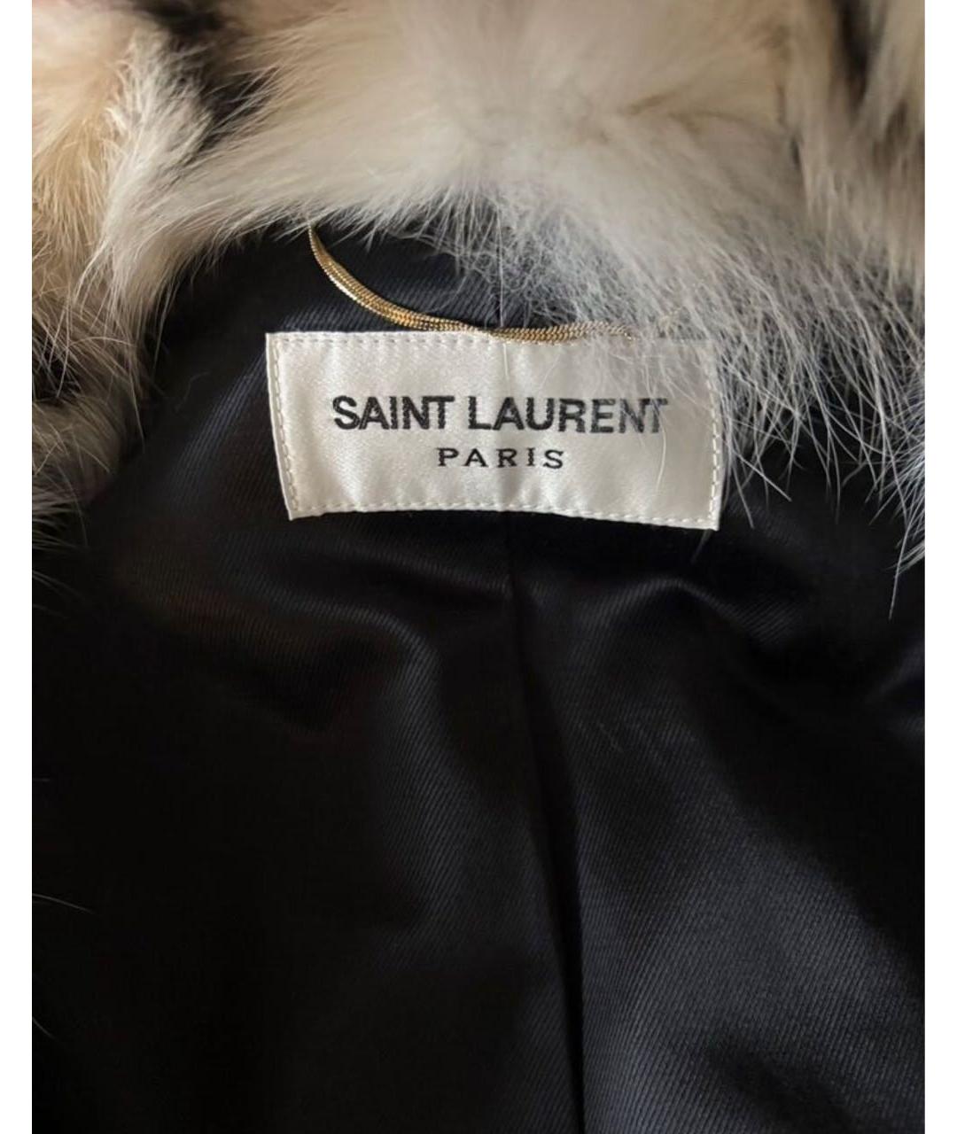 SAINT LAURENT Белая меховая шуба, фото 4