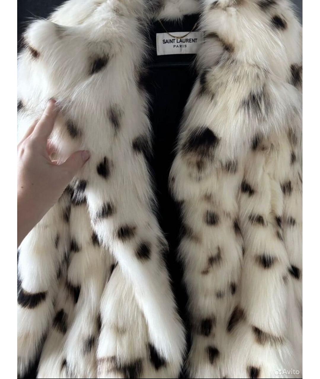 SAINT LAURENT Белая меховая шуба, фото 2