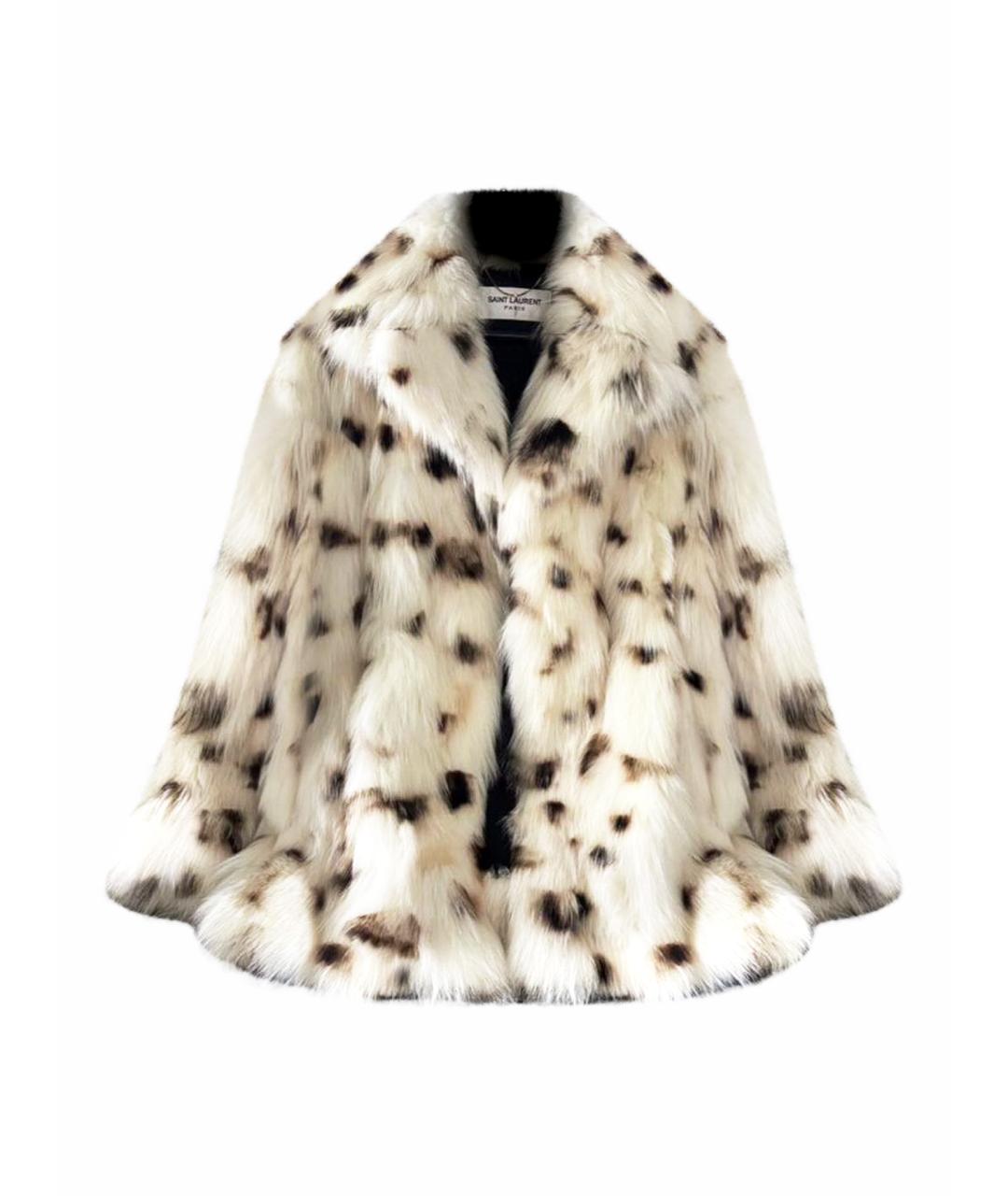 SAINT LAURENT Белая меховая шуба, фото 1