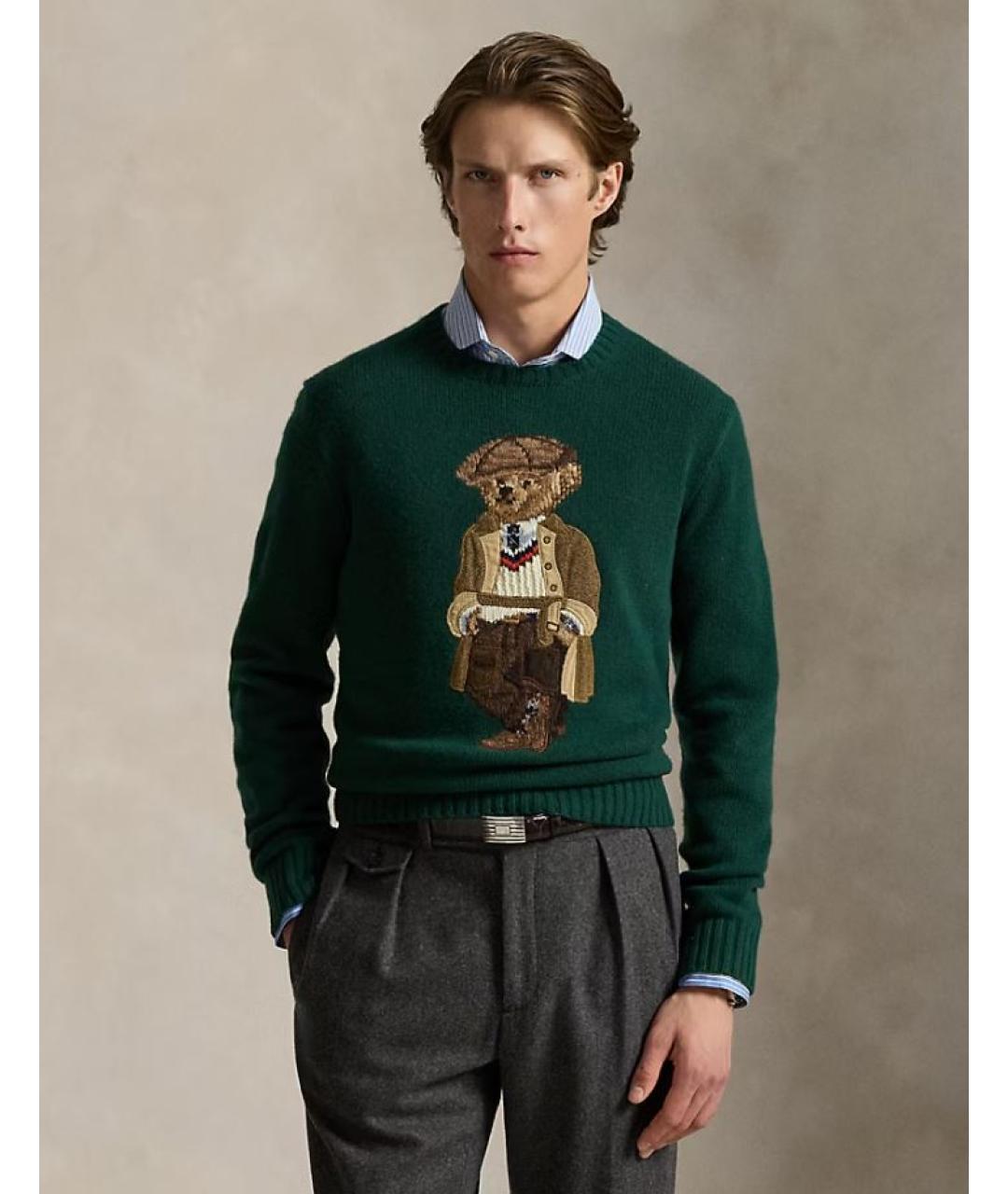 POLO RALPH LAUREN Зеленый шерстяной джемпер / свитер, фото 2