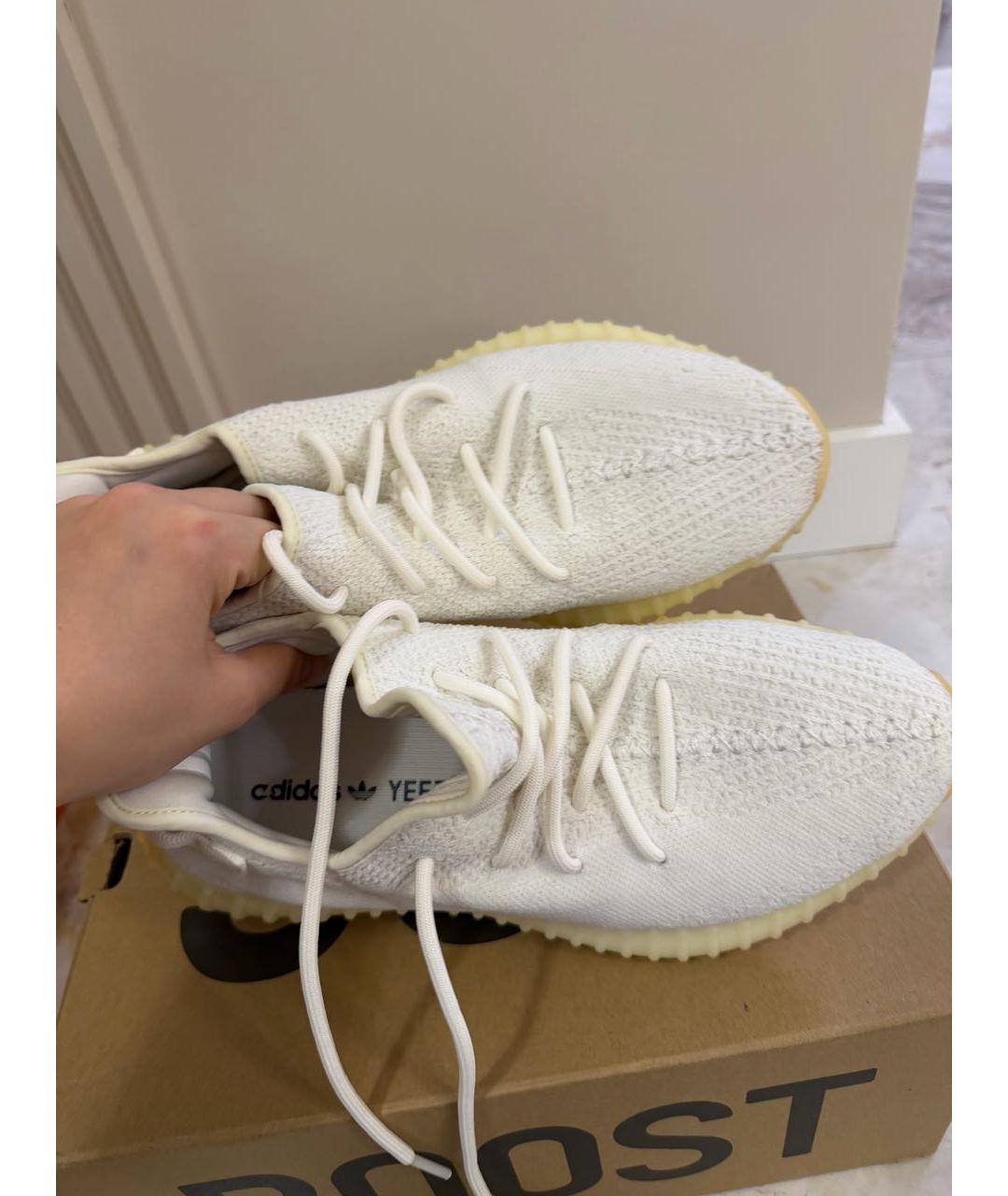 ADIDAS YEEZY Белые текстильные низкие кроссовки / кеды, фото 5