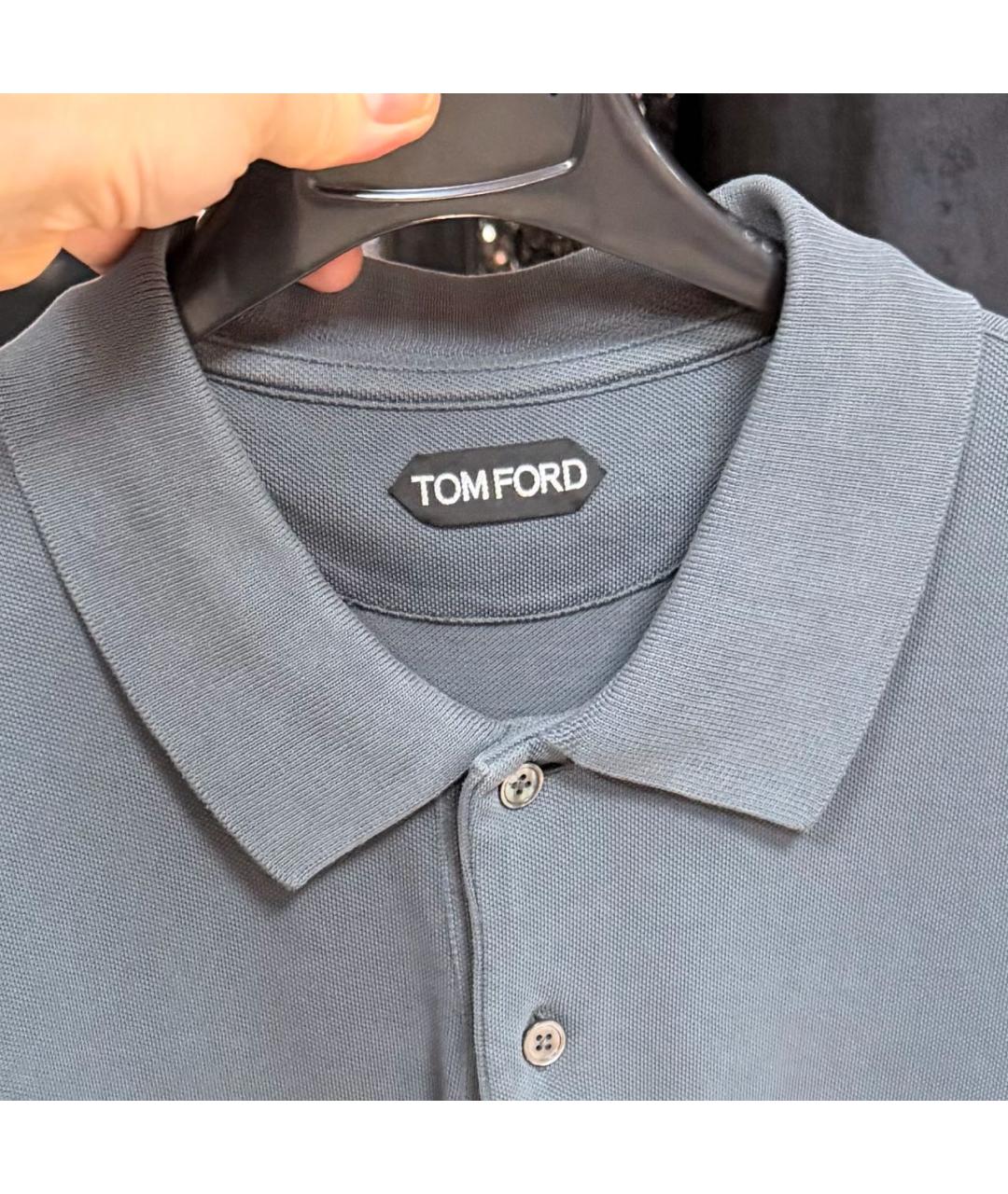 TOM FORD Антрацитовое хлопковое поло с коротким рукавом, фото 4