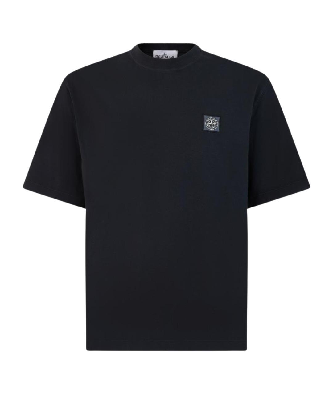 STONE ISLAND Черная хлопковая футболка, фото 1