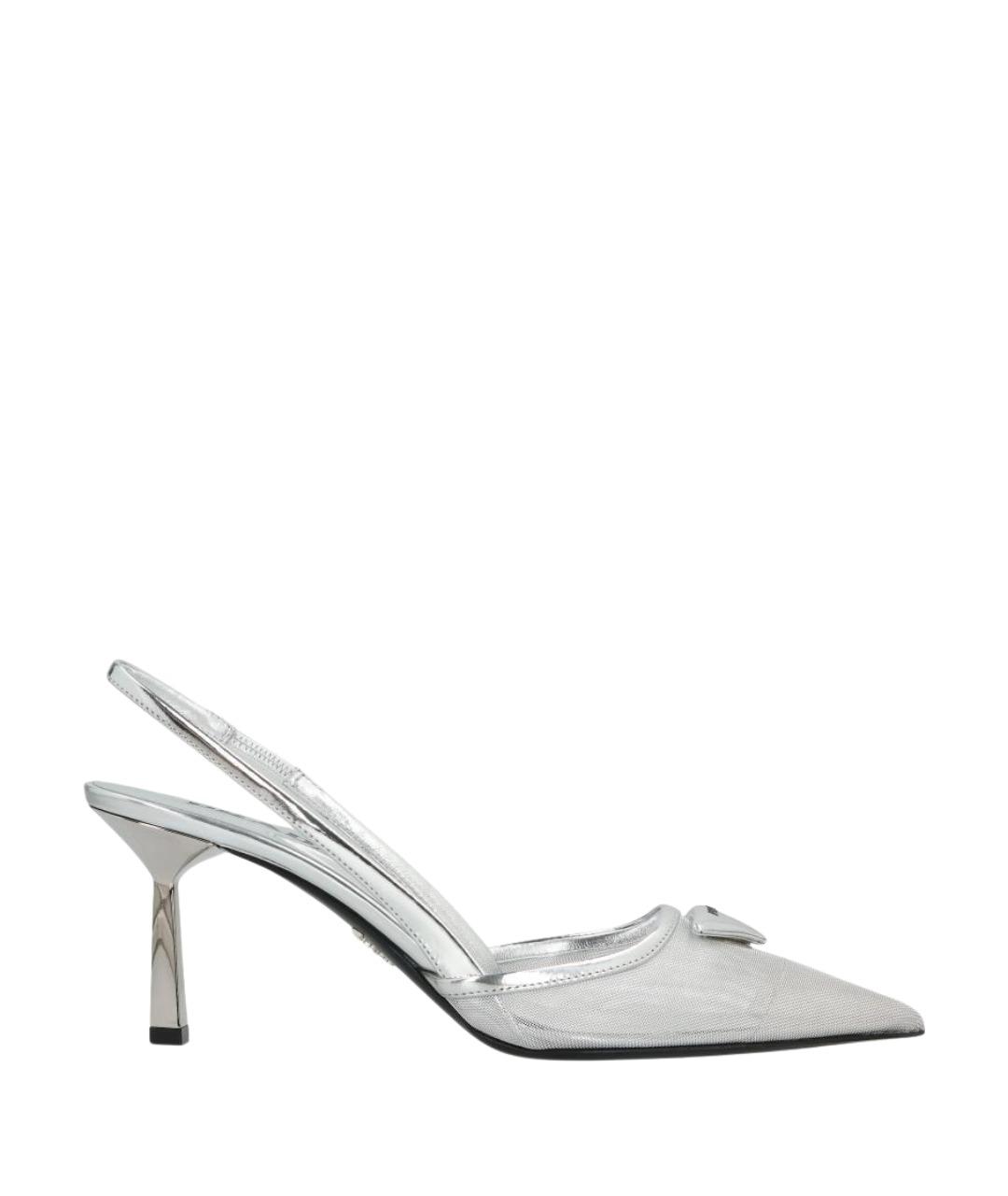 PRADA Серебряные текстильные туфли, фото 1