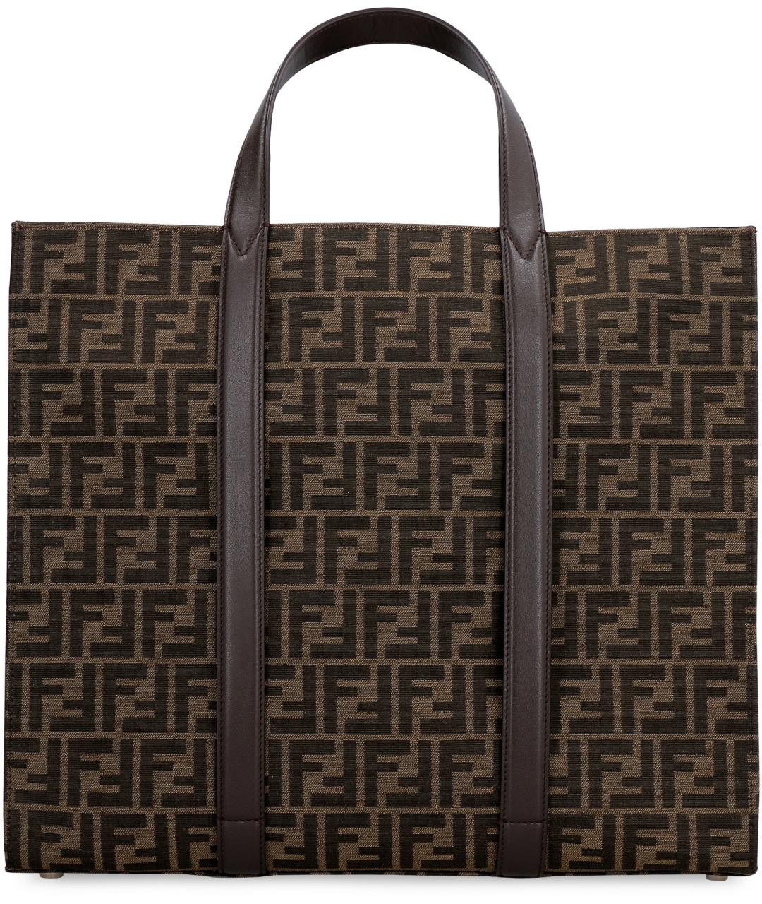 FENDI Коричневая сумка тоут из канвы, фото 2
