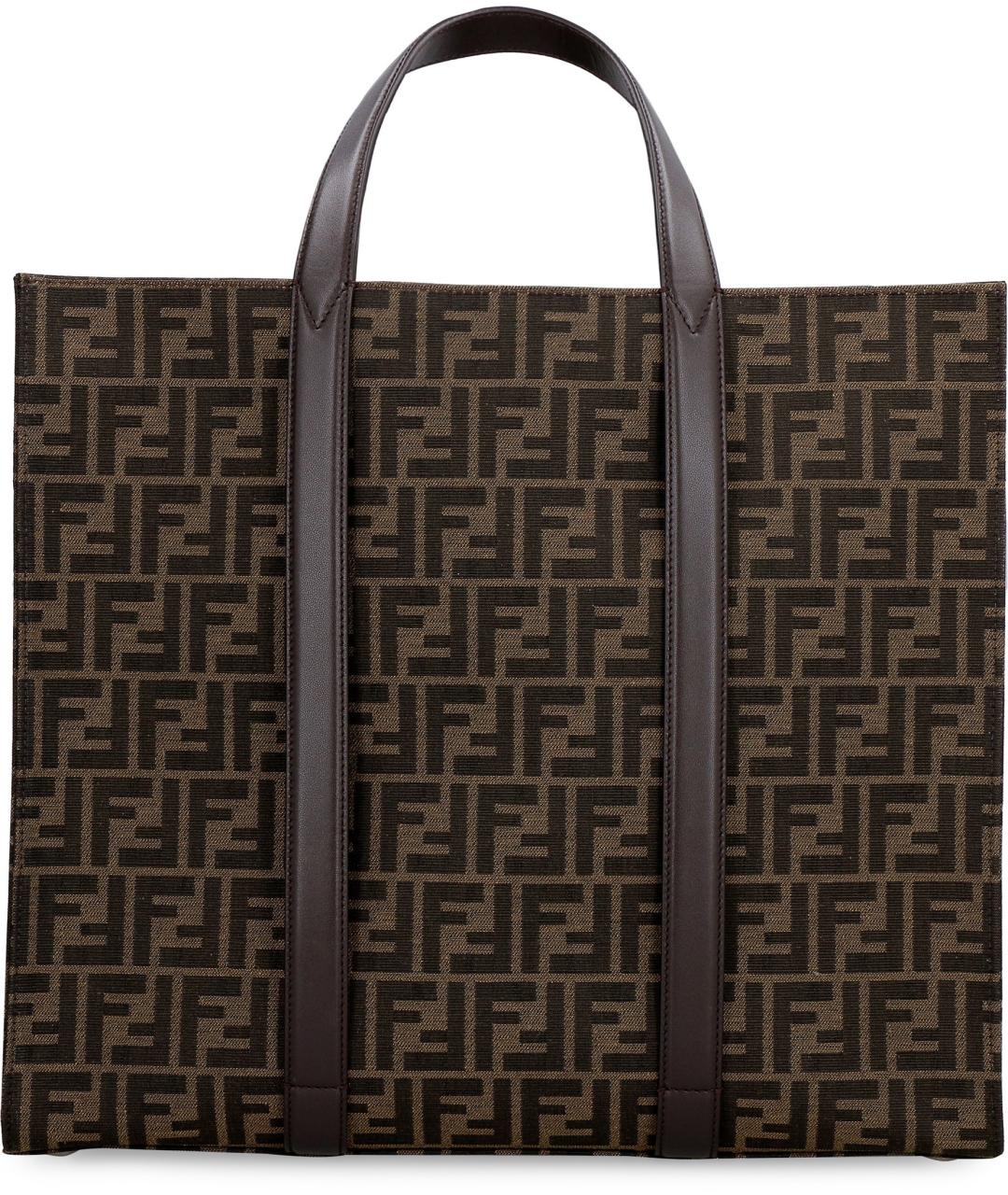 FENDI Коричневая сумка тоут из канвы, фото 4