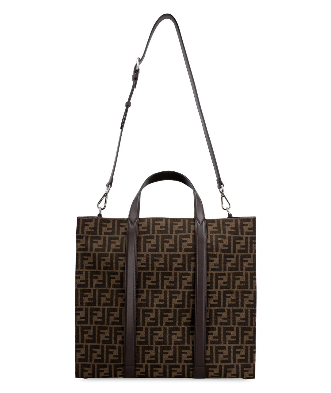 FENDI Коричневая сумка тоут из канвы, фото 5