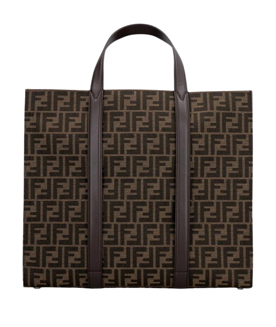 FENDI Коричневая сумка тоут из канвы, фото 1
