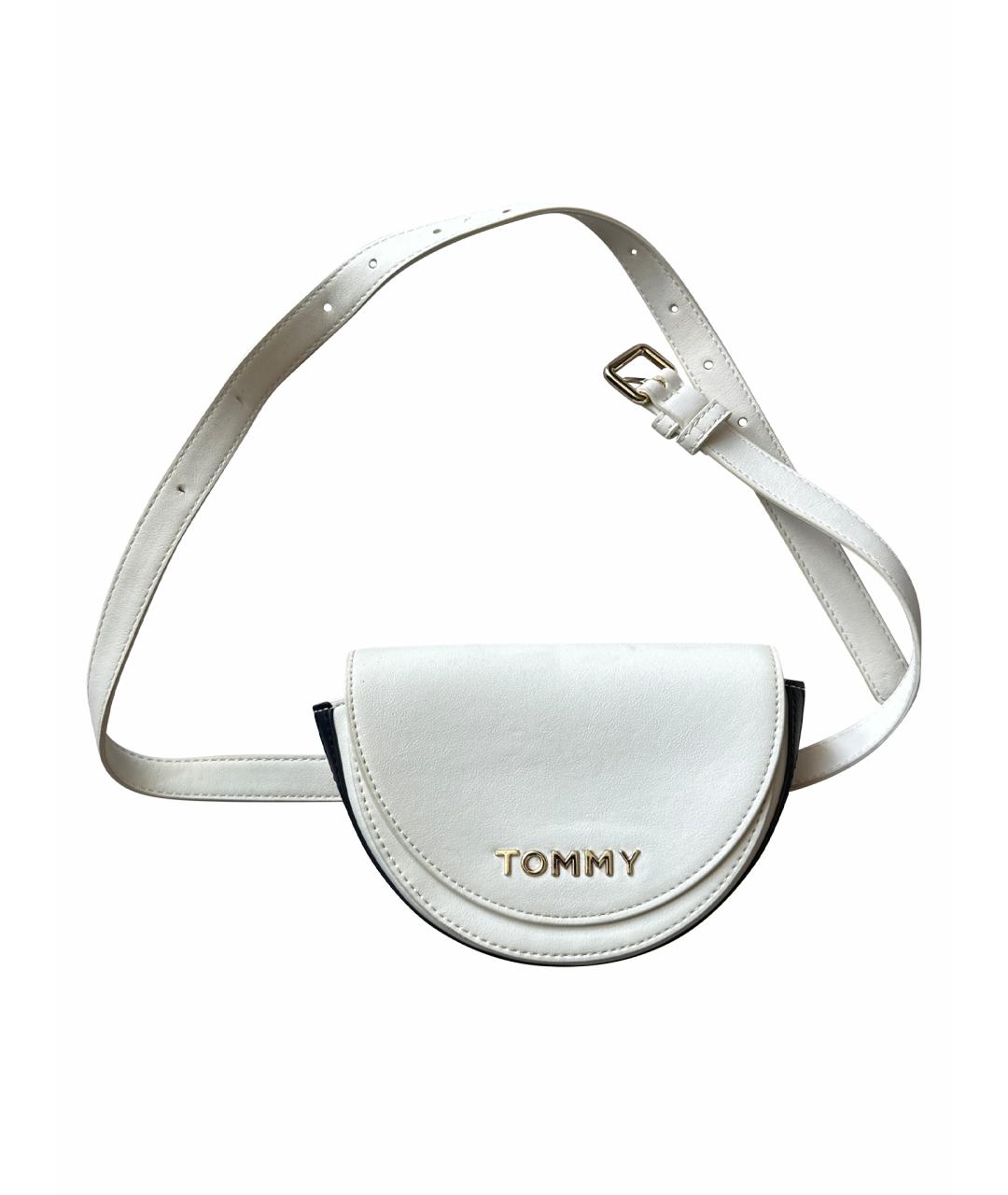 TOMMY HILFIGER Белая кожаная поясная сумка, фото 1