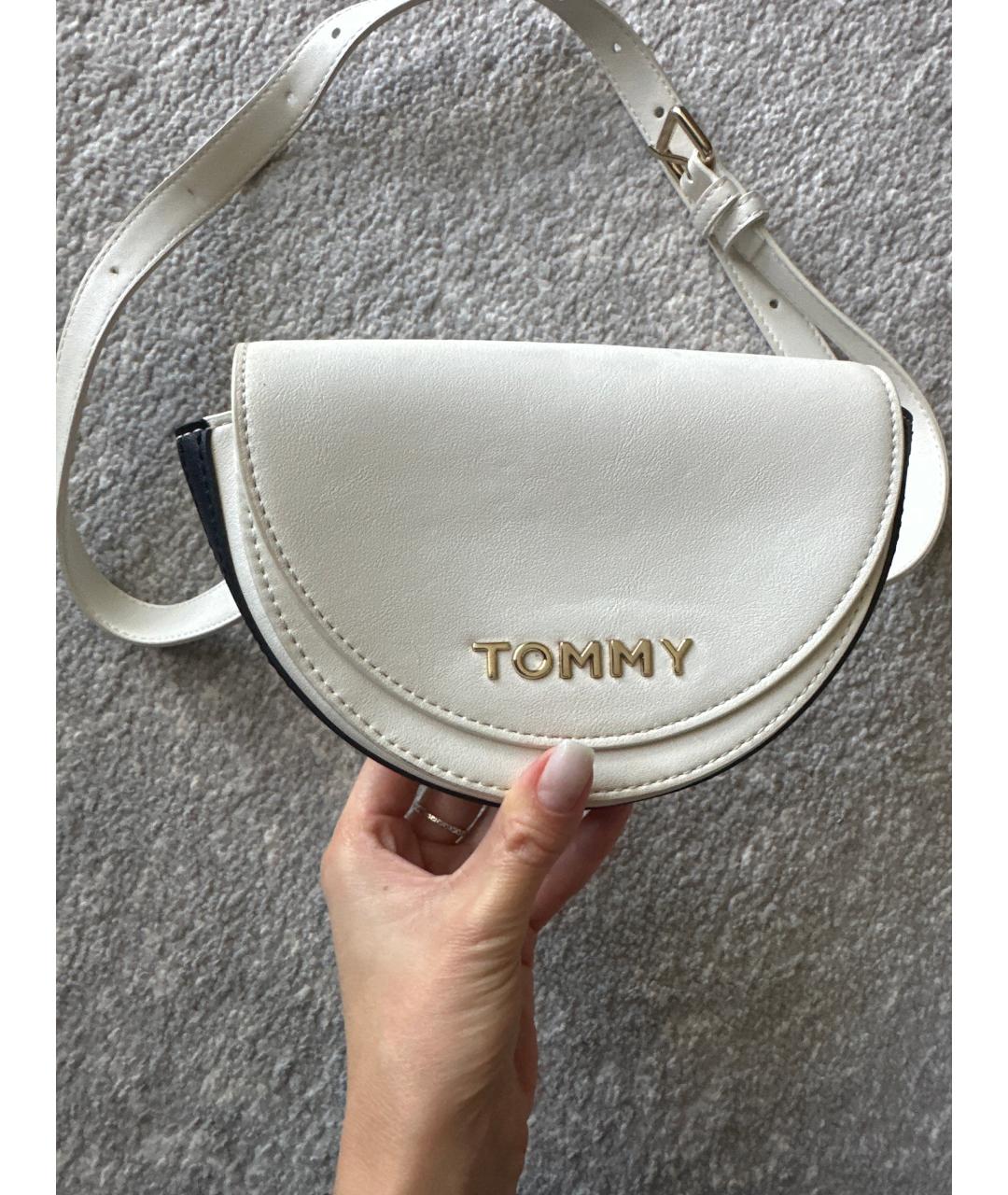 TOMMY HILFIGER Белая кожаная поясная сумка, фото 2