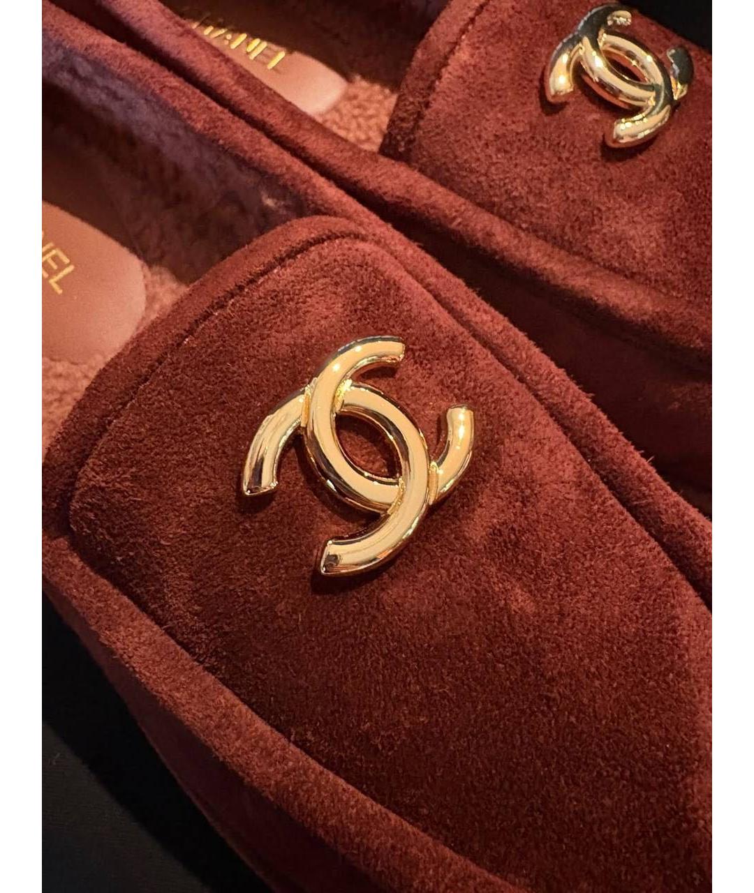CHANEL Бордовые замшевые лоферы, фото 4