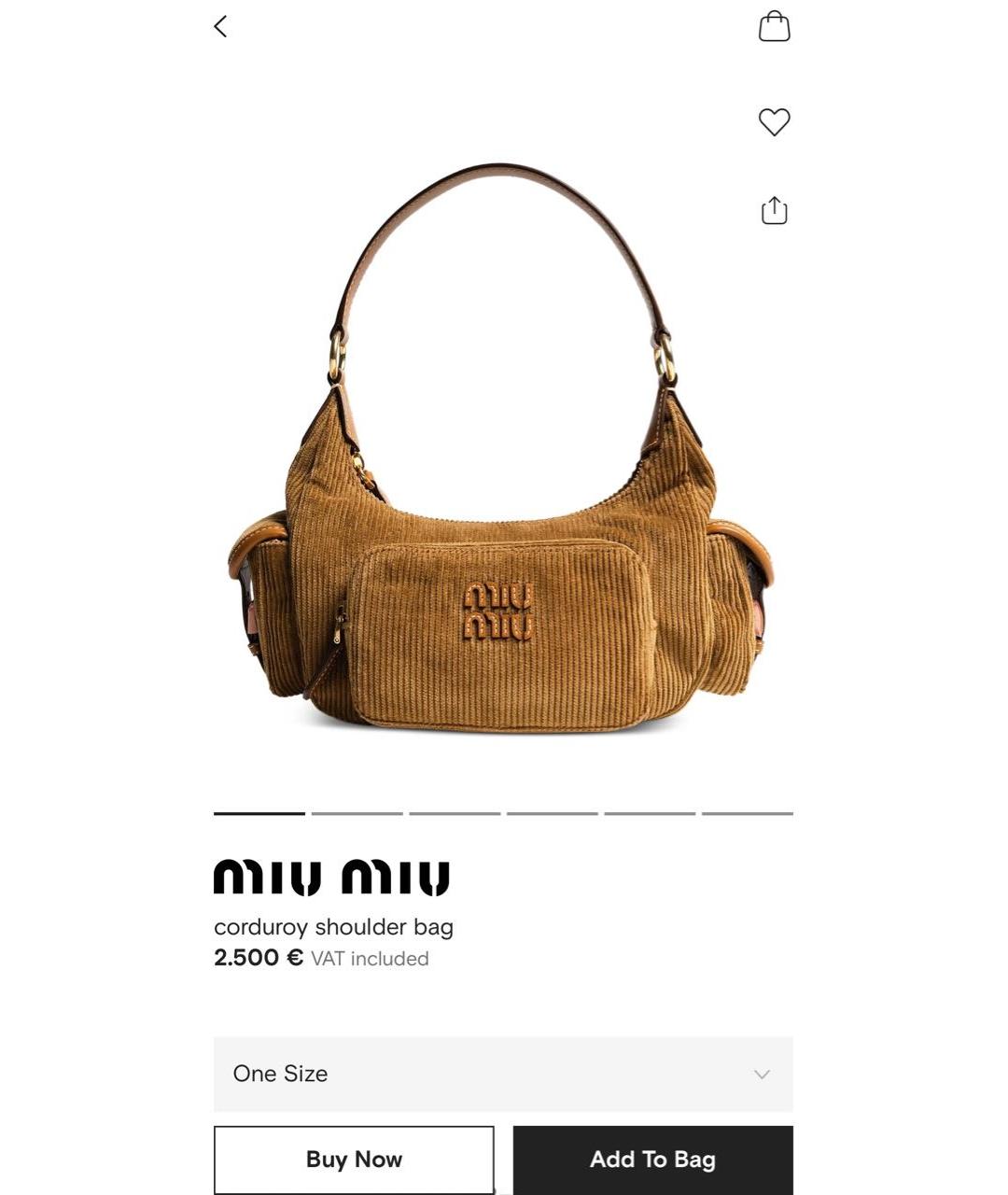 MIU MIU Коричневая кожаная сумка с короткими ручками, фото 8