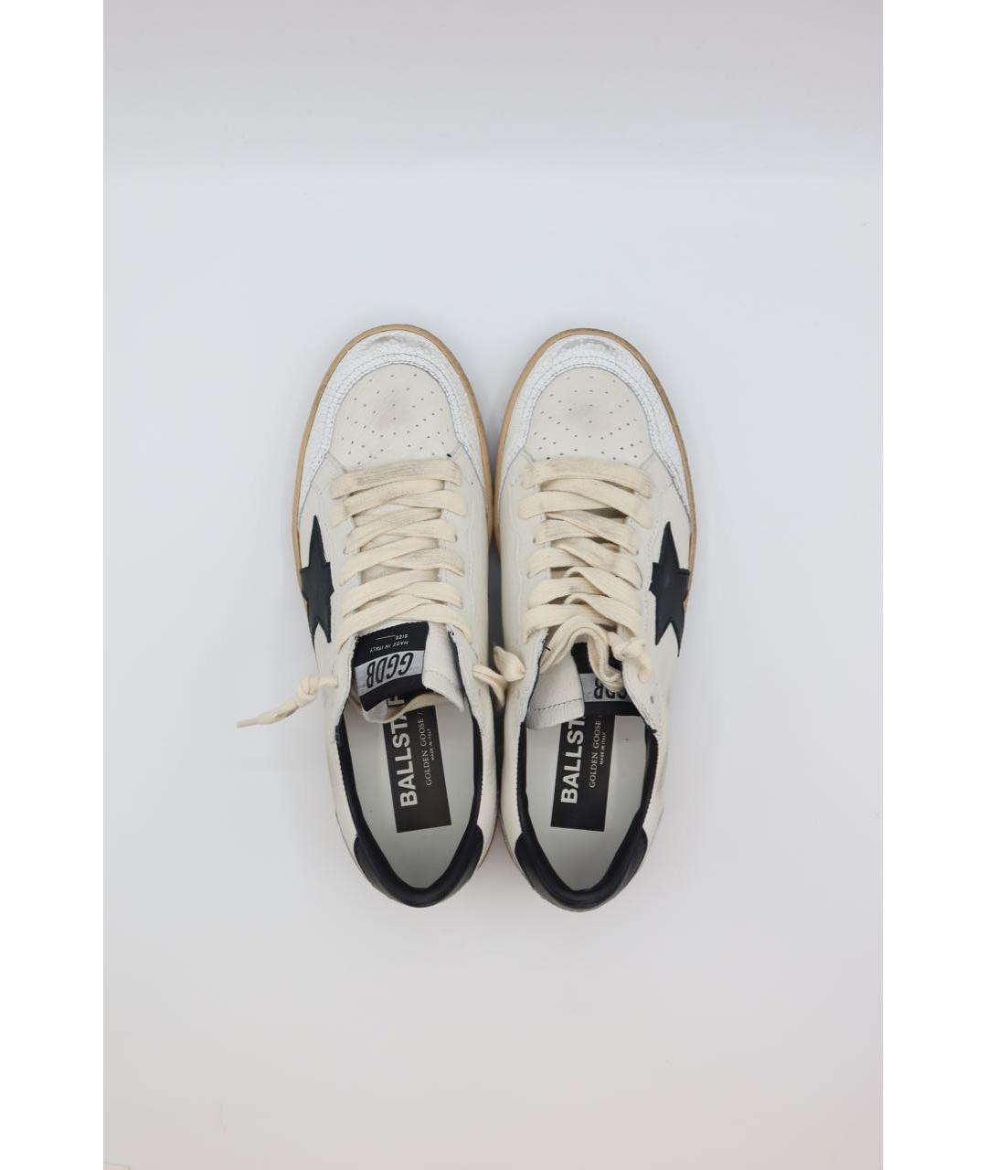 GOLDEN GOOSE Белые кожаные низкие кроссовки / кеды, фото 7