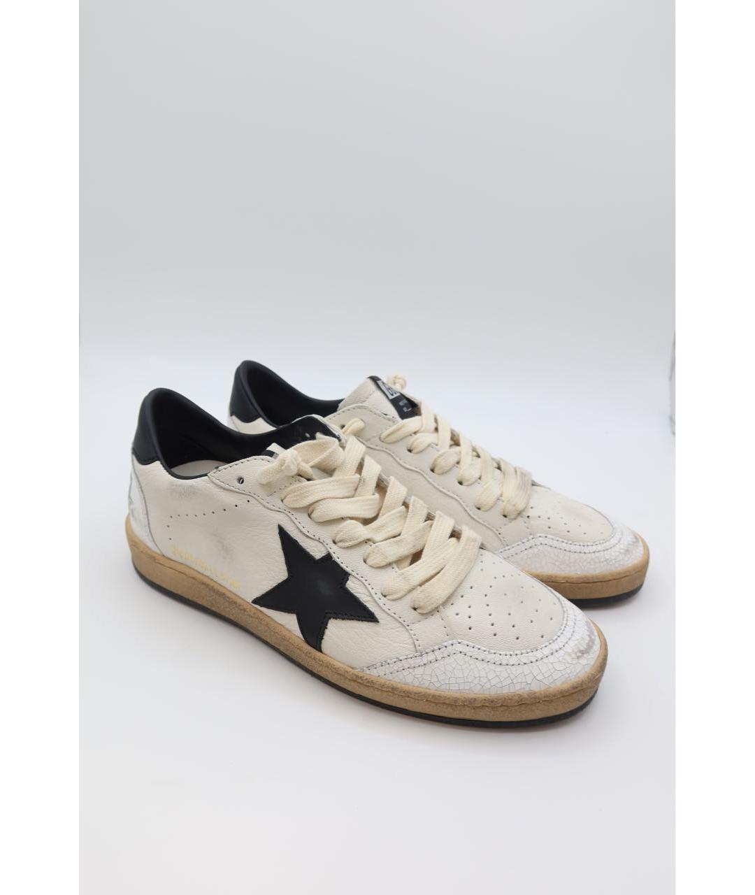 GOLDEN GOOSE Белые кожаные низкие кроссовки / кеды, фото 5