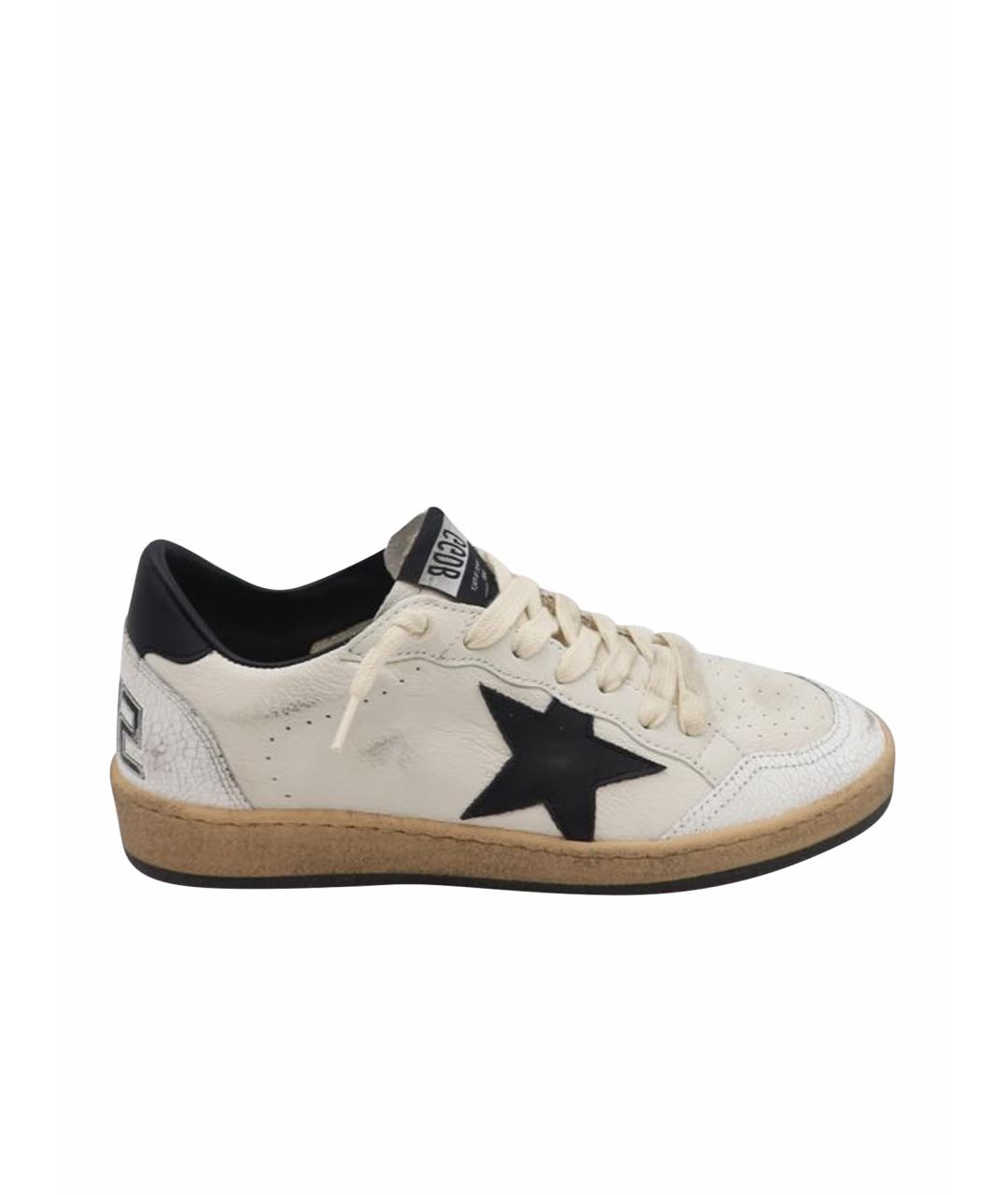 GOLDEN GOOSE Белые кожаные низкие кроссовки / кеды, фото 1