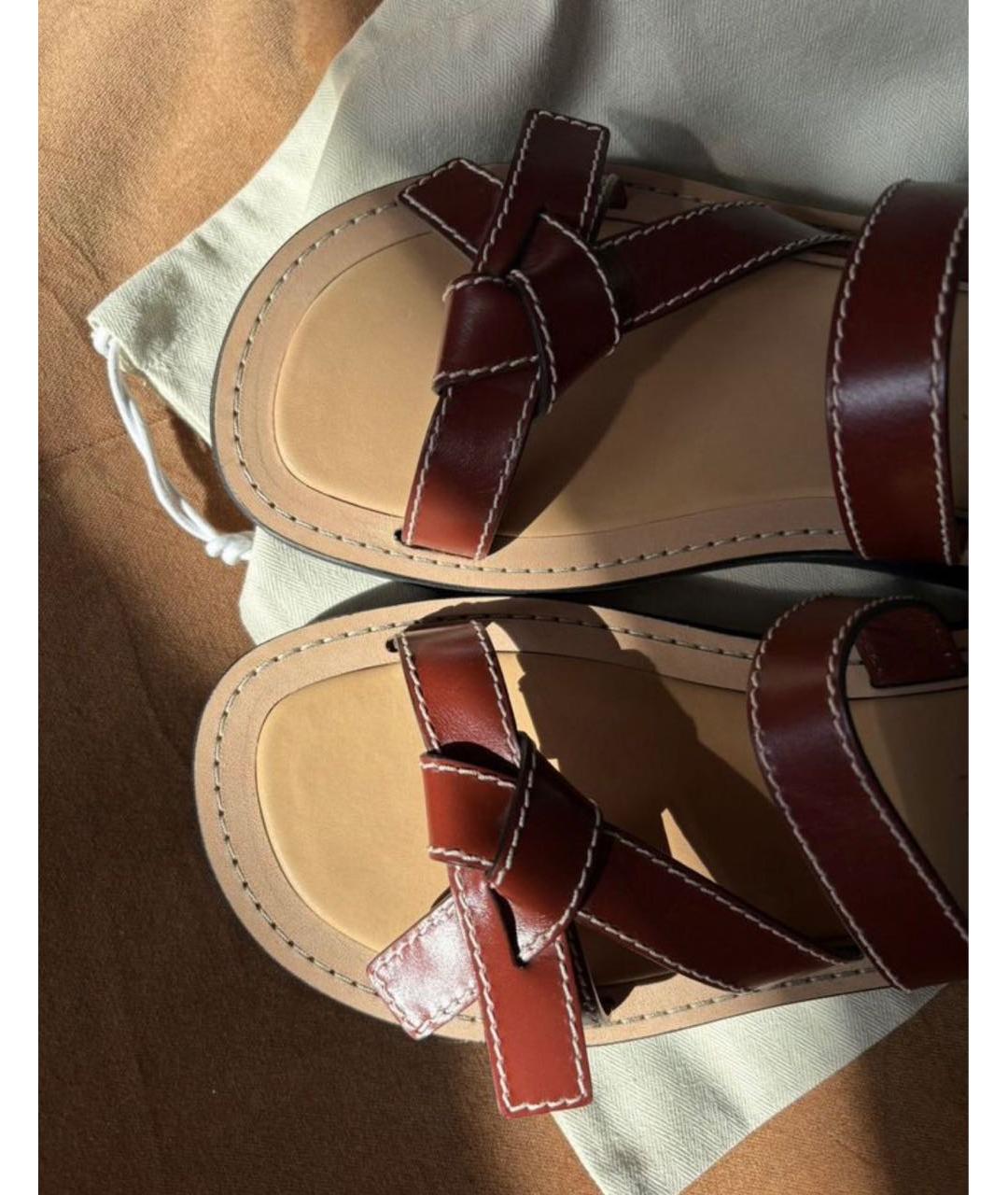 LOEWE Коричневые кожаные сандалии, фото 2