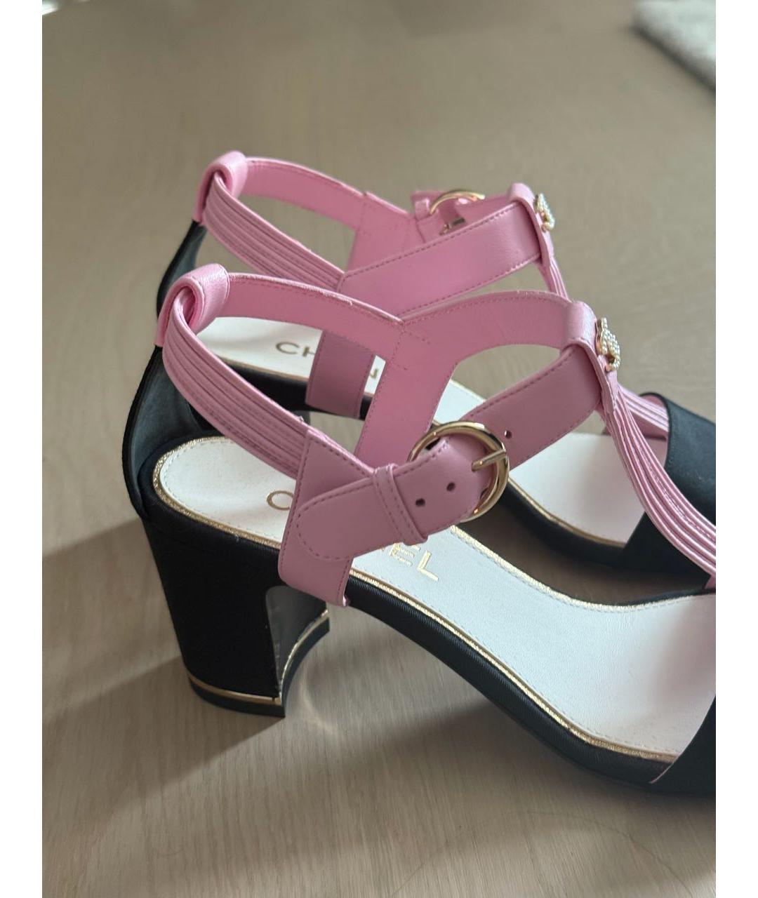 CHANEL Черные кожаные босоножки, фото 3